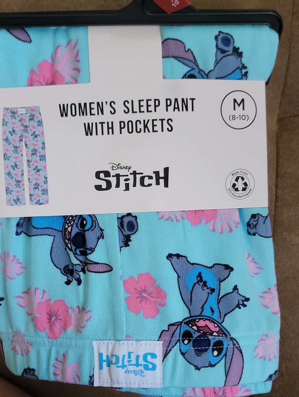 Disney Stitch Women's Pajama Pants With Pockets in Aqua and Pink Floral